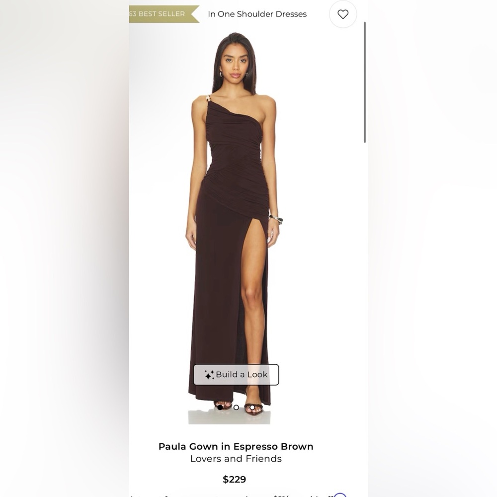 Lovers + Friends Paula Gown Dark Brown One-Shoulder Dress